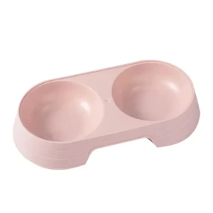 Pet Dishes Solid Color Double Bowl