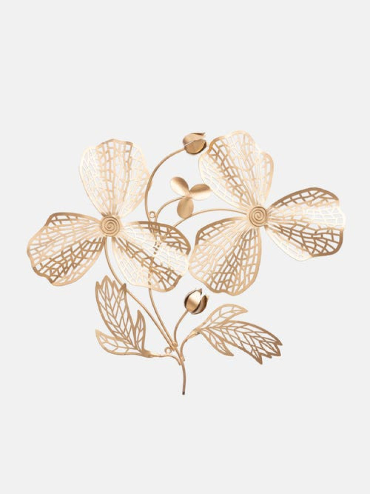 Golden Flowers and Leaves Wall Hanging